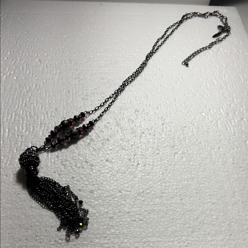 Artisan Ny Black And Purple Tassel Necklace